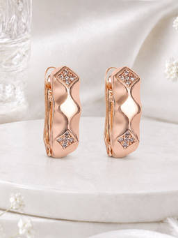 Estele - Gold Finish Crystal Hoop Earrings