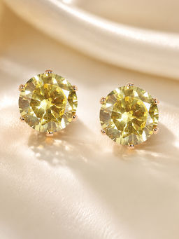 Estele - Gold Plated Turquoise Round Stud Earrings