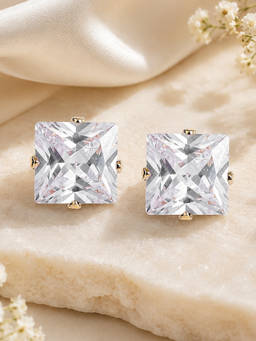 Estele - Gold Plated Square Shape Stud Earrings