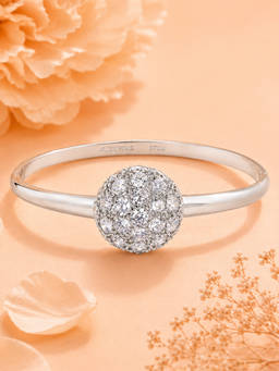 Estele - Rhodium Finish Ball Kada Bracelet
