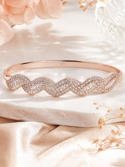 Estele - Rose Gold Plated Crystal Kada Bracelet