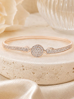Estele - Rose Gold Finish Round Crystal Kada Bracelet