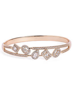 Estele - Rose Gold Finish Geometric Pattern Openable Kada Bracelet