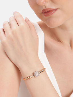 Estele - Rose Gold Plated Geometric Pattern Kada Bracelet