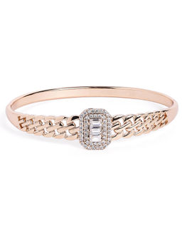 Estele - Rose Gold Finish Rectangular Crystal Design Kada Bracelet