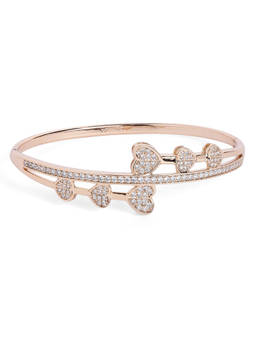 Estele - Rose Gold Plated Heart Link Kada Bracelet