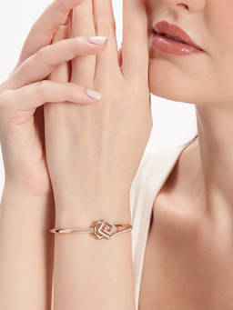 Estele - Rose Gold Geometric Crystal Kada Bracelet