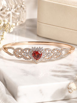 Estele - Rose Gold Finish Heart Shape Kada Bracelet
