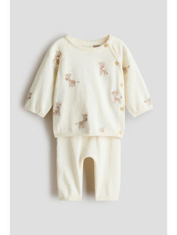 H&M - Kids Cream 2-Piece Cotton-Knit Set