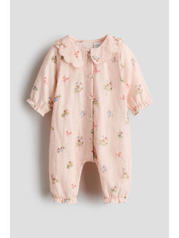 H&M - Girls Pink Printed Cotton Rompersuit