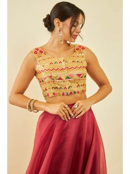 Soch - Beige Georgette Embellished Stitched Blouse