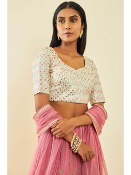 Soch - Cream Georgette Embellished Stitched Blouse with Embroidered