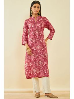 Soch - Pink Cotton Printed Kurta with Sequins