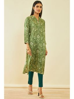 Soch - Green Cotton Printed Kurta with Sequins