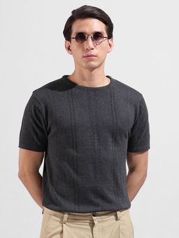 The Indian Garage Co - Men Grey Textured T-shirt
