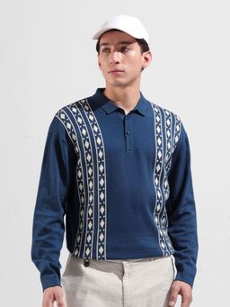 The Indian Garage Co - Men Blue Printed Polo T-shirt