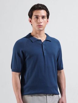 The Indian Garage Co - Men Dark Blue Solid Polo T-shirt