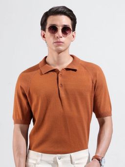 The Indian Garage Co - Men Rust Solid Polo T-shirt