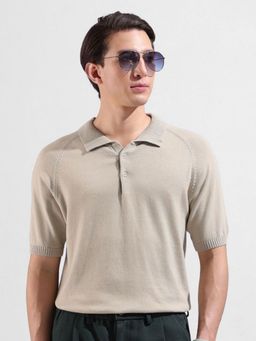The Indian Garage Co - Men Beige Solid Polo T-shirt