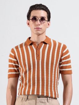 The Indian Garage Co - Men Rust Half Sleeves Polo T-shirt