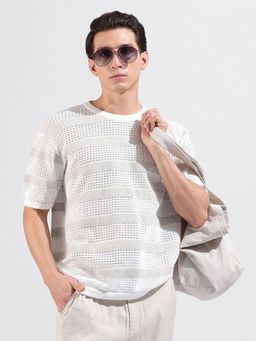 The Indian Garage Co - Men White Textured T-shirt