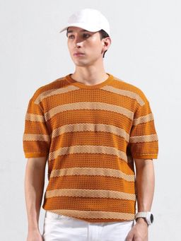 The Indian Garage Co - Men Rust Textured T-shirt