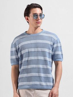 The Indian Garage Co - Men Blue Textured T-shirt