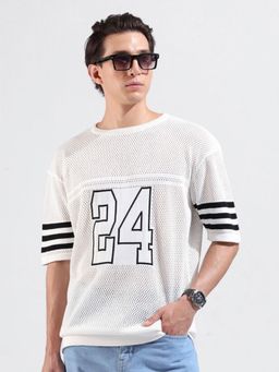 The Indian Garage Co - Men White Textured T-shirt