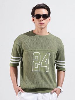 The Indian Garage Co - Men Olive Textured T-shirt