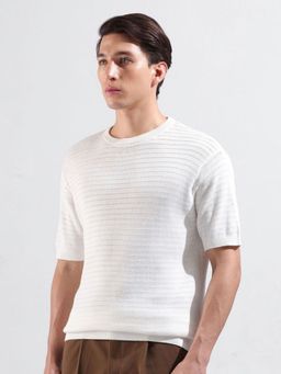 The Indian Garage Co - Men White Textured T-shirt