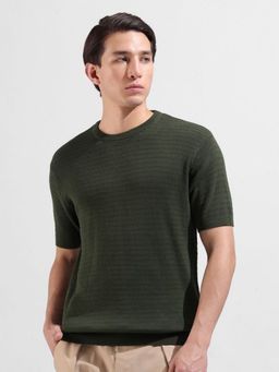 The Indian Garage Co - Men Olive Textured T-shirt