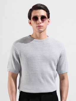 The Indian Garage Co - Men Grey Textured T-shirt