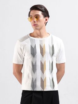 The Indian Garage Co - Men White Textured T-shirt