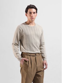 The Indian Garage Co - Men Beige Textured T-shirt