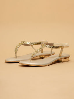ERIDANI - Gold Aryka Embellished Sandals