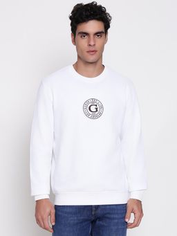 Guess - White Men Organic Pure Round Neck Pullover Sweatshirt