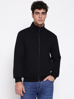 Guess - Men Nicco Organic Jet Black Solid High Neck Sweatshirt