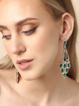 Sohi - Gold Plated Party Designer Stone Drop Earring for Women