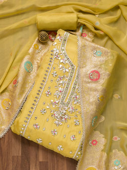 Koskii - Mehendi Gotapatti Georgette Unstitched Salwar Suit (Set of 3)
