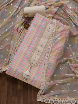 Koskii - Multi Threadwork Cotton Unstitched Salwar Suit (Set of 3)