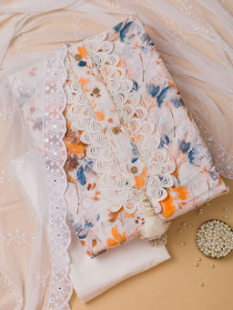 Koskii - Multi-Color Mirror Work Cotton Unstitched Salwar Suit (Set of 3)