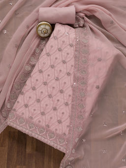 Koskii - Lavender Sequins Georgette Unstitched Salwar Suit (Set of 3)