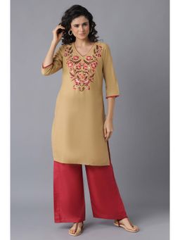 Aurelia - Aure Collection By Aurelia Natural Kurta and Pink Palazzo (Set of 2)