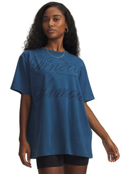 Under Armour - Womens Oversized Script Short Sleeve Blue