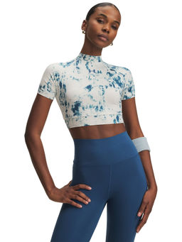 Under Armour - Womens Heat Gear Crop Mock Short Sleeve T-Shirt White