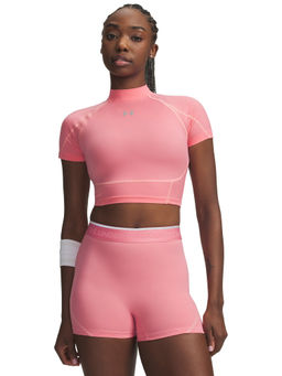 Under Armour - Womens Heat Gear Elite Crop Mock Short Sleeve T-Shirt Pink