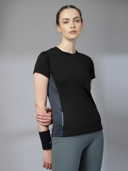 CHKOKKO - Womens Mesh Gym T-Shirt Dry Fit Breathable Yoga Running Workout Black