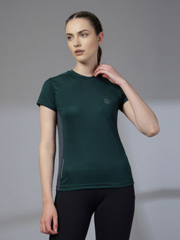 CHKOKKO - Womens Mesh Gym T-Shirt Dry Fit Breathable Yoga Running Workout Green