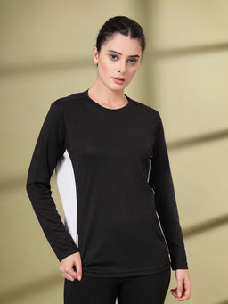 CHKOKKO - Womens Full Sleeve Dry Fit Gym T-Shirt, Breathable Mesh Workout Top Black
