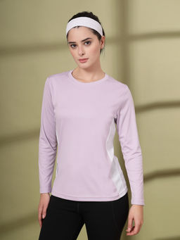 CHKOKKO - Womens Full Sleeve Dry Fit Gym T-Shirt, Breathable Mesh Workout Top Lavender
